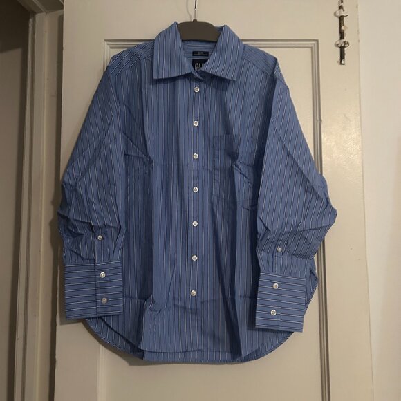 Gap Cotton Poplin Big Shirt in Blue Stripe (size Petite XS) - NEW with tags - Picture 4 of 4